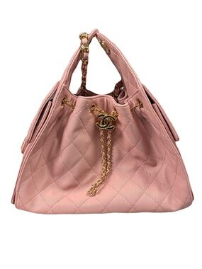 Chanel 25 Small Handbag Light Pink Grained Calfskin Gold Tone Metal